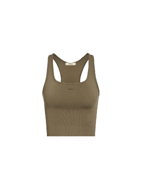 Women's Plant-Stretch Compressive Ribbed Tank Top—soil brown