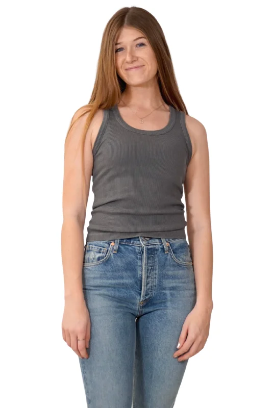 Poppy Scoop Neck Tank in Gravity