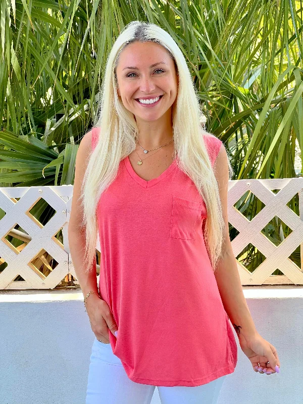 Coral Flowy Tank Top