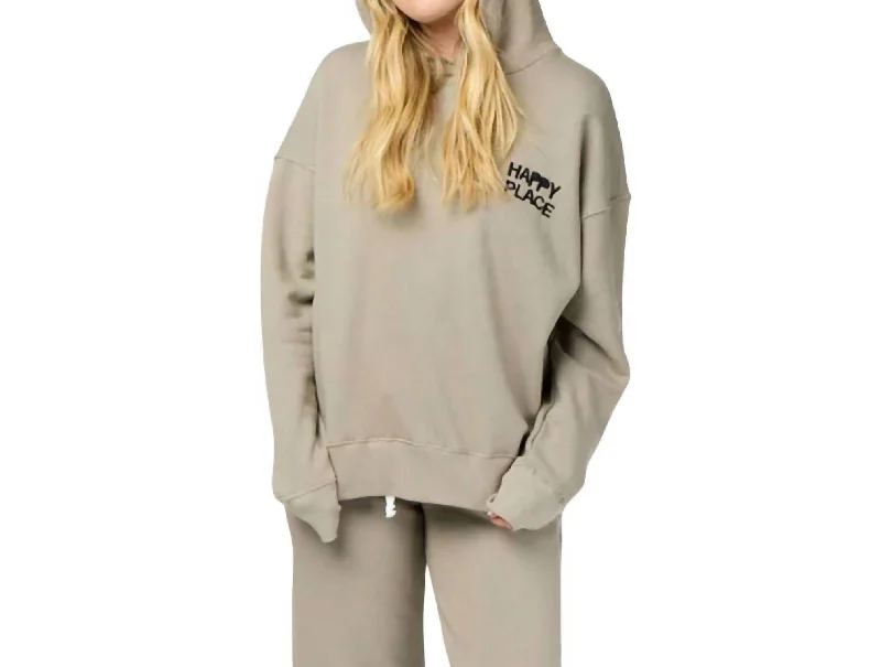 Boyfriend Smiley Hoodie In Taupe