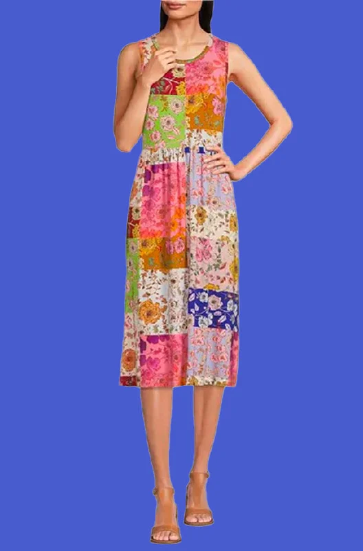 Cosmo Easy Fit Tea Length Dress - Multi