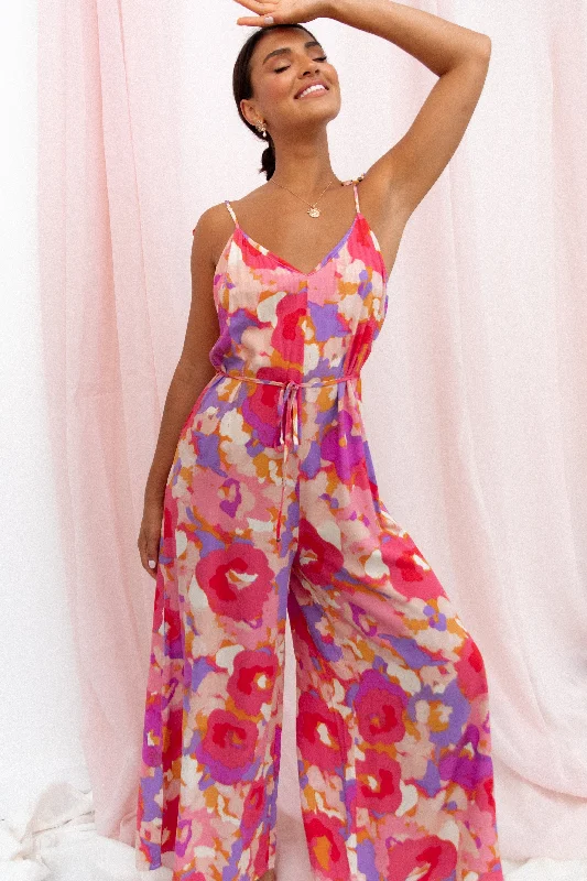 Zahara Wide Leg Jumpsuit - Floral