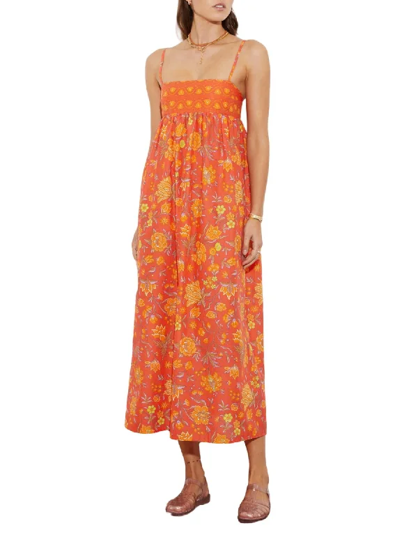 Alvita Strappy Bodice Maxi Dress In Melon