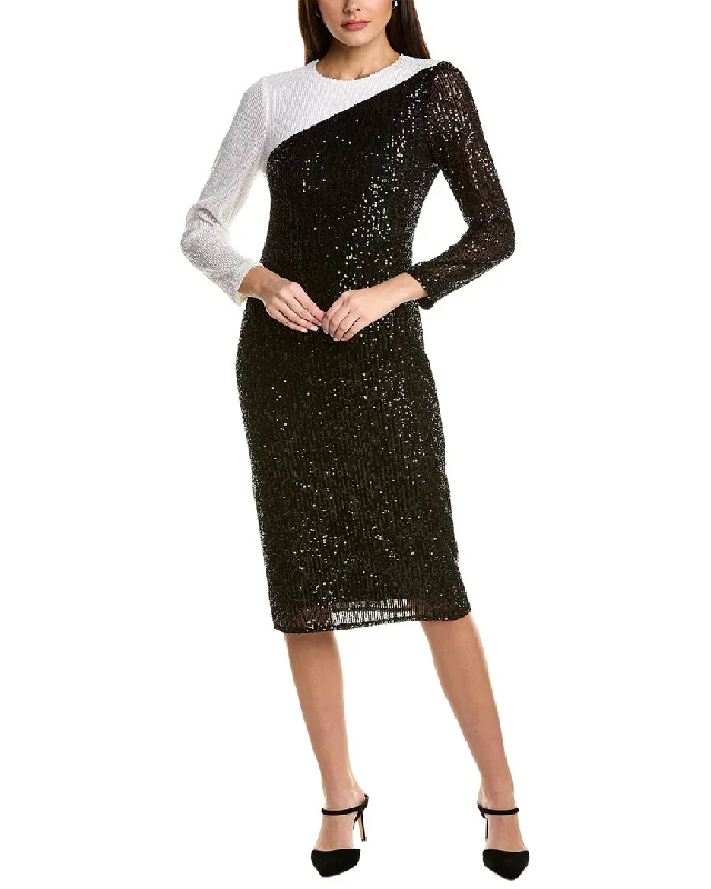 Anne Klein Colorblock Sequin Midi Dress