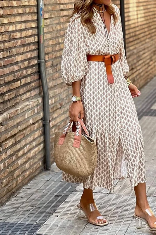 Button Down Maxi Dress In Multi