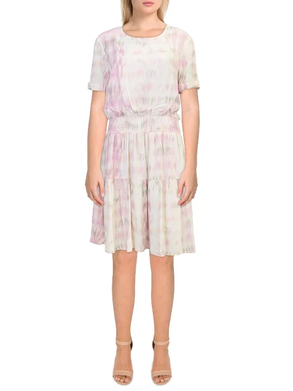 Gigi Womens Tie Dye Tiered Mini Dress