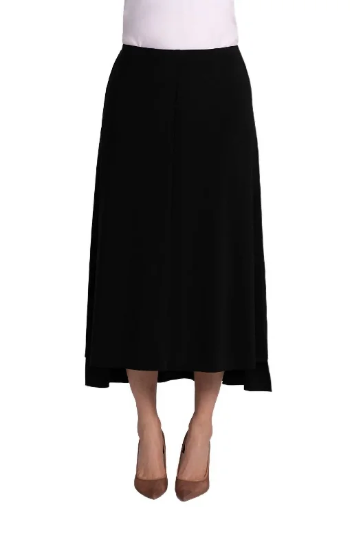 Flounce A-Line Midi Skirt In Black