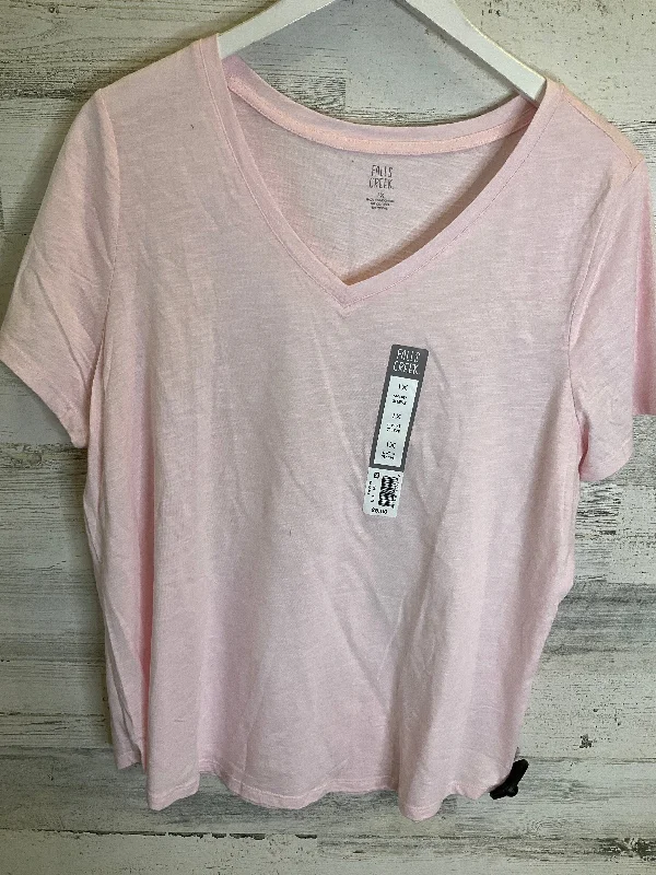 Top Short Sleeve By Falls Creek In Pink, Size: 1x