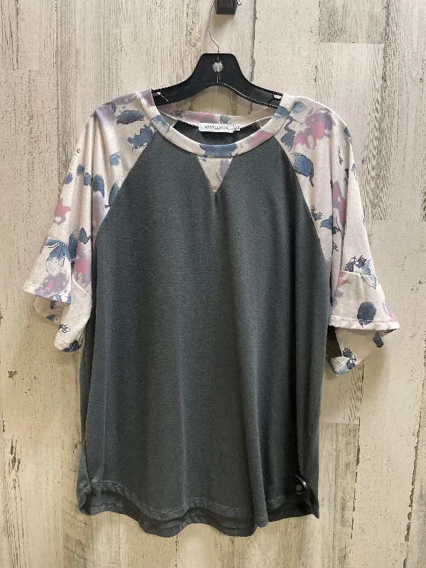 Top Short Sleeve By Misslook In Grey, Size: 2x