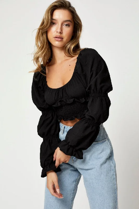 Black Scoop Neck Top