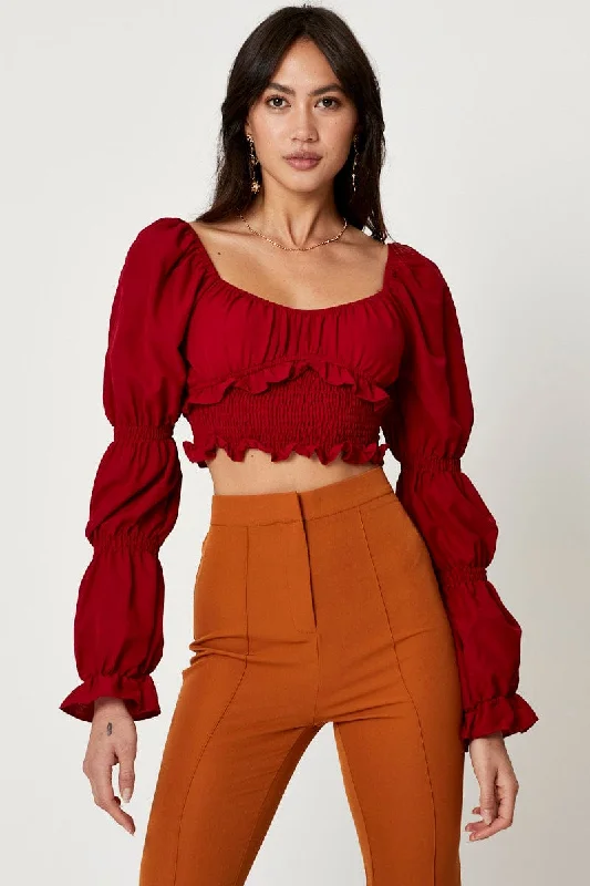 Red Scoop Neck Top