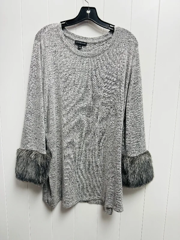 Top Long Sleeve By Lane Bryant In Grey, Size: 16