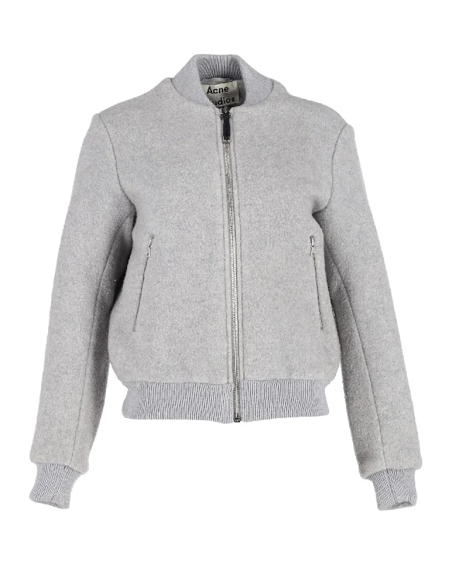 Acne Studios Azura Bomber Jacket in Grey Wool