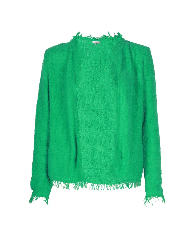 Iro Shavani Fringe Boucle Jacket in Green Cotton