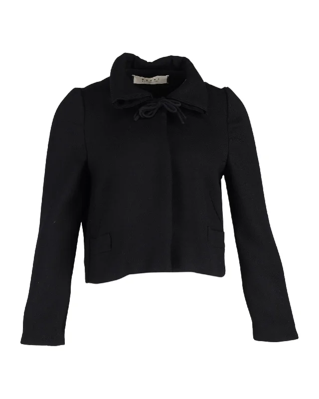 Marni Cropped Jacket in Black Wool