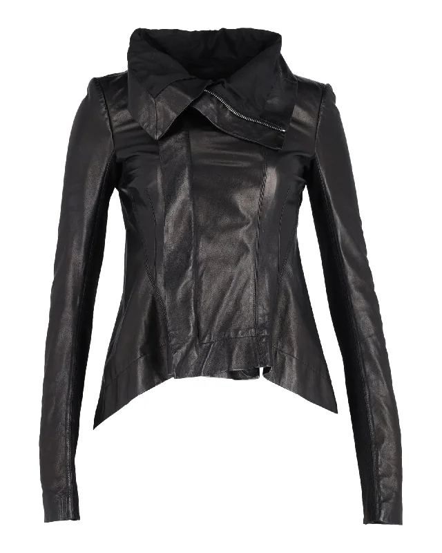 Rick Owens Draped Jacket in Black Leather