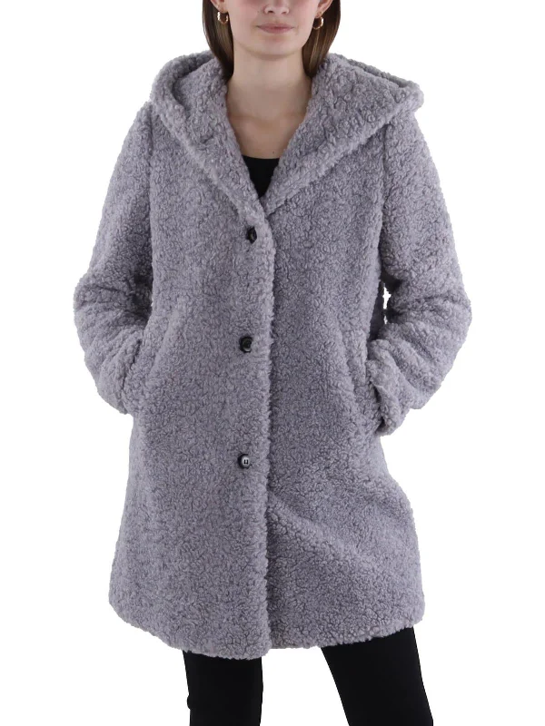 Womens Faux Fur Hooded Teddy Coat