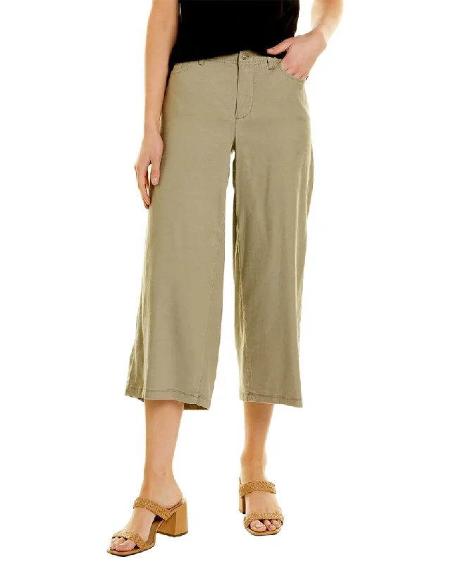 NYDJ Petite Cropped Wide Leg Linen-Blend Pant