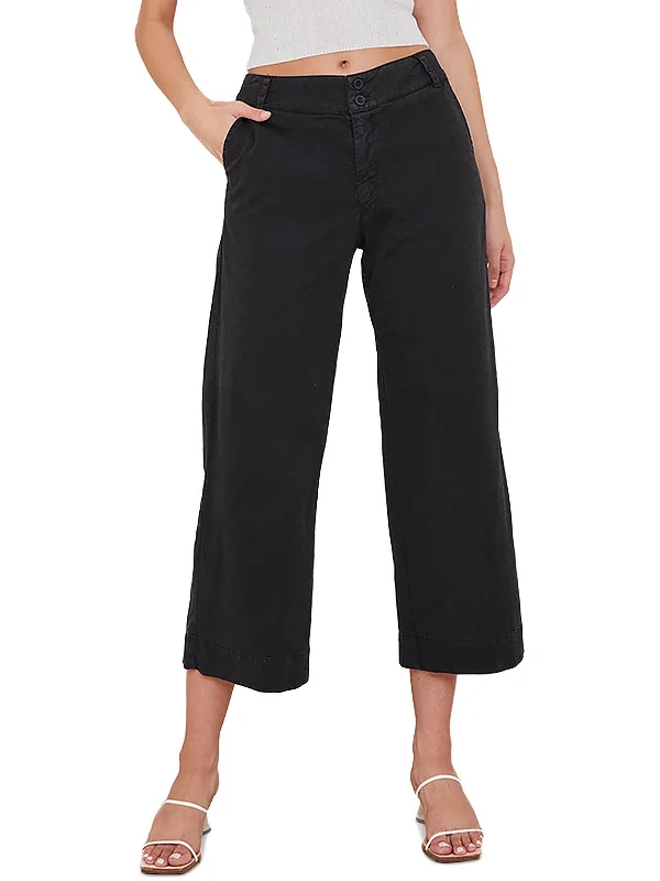 Saige Womens Cropped High Rise Wide Leg Pants