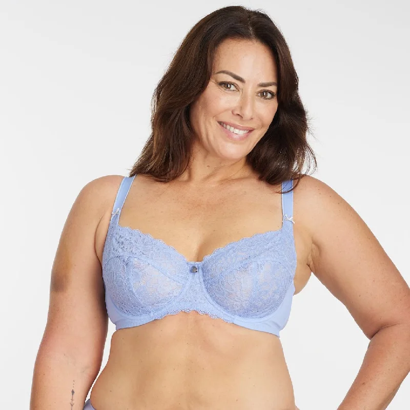 Contrast Lace Full Cup Bra - Lavender Lustre