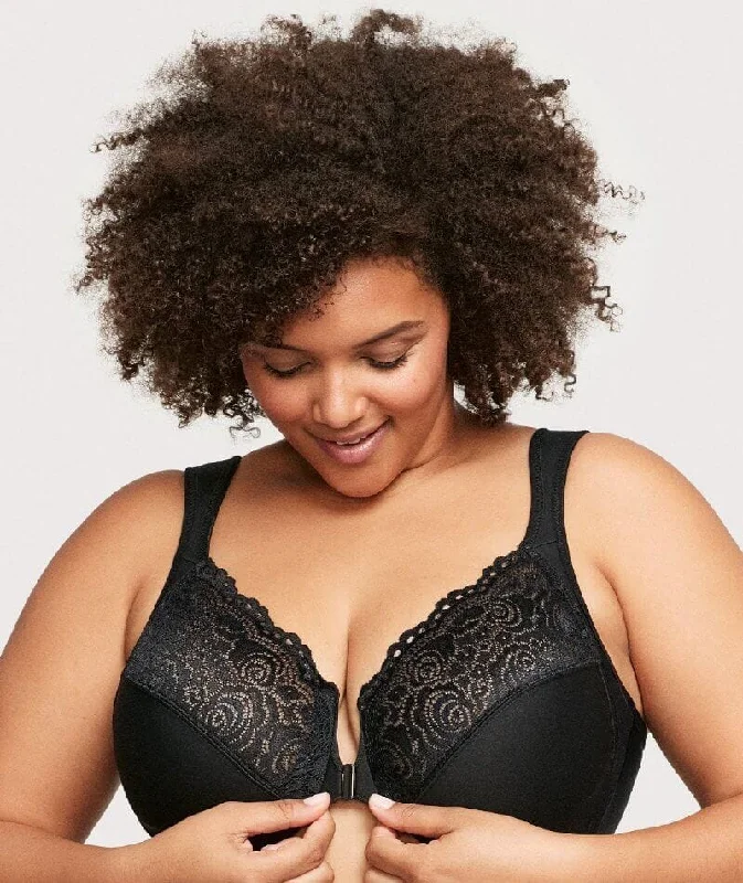 Glamorise WonderWire Front-Closure Bra - Black