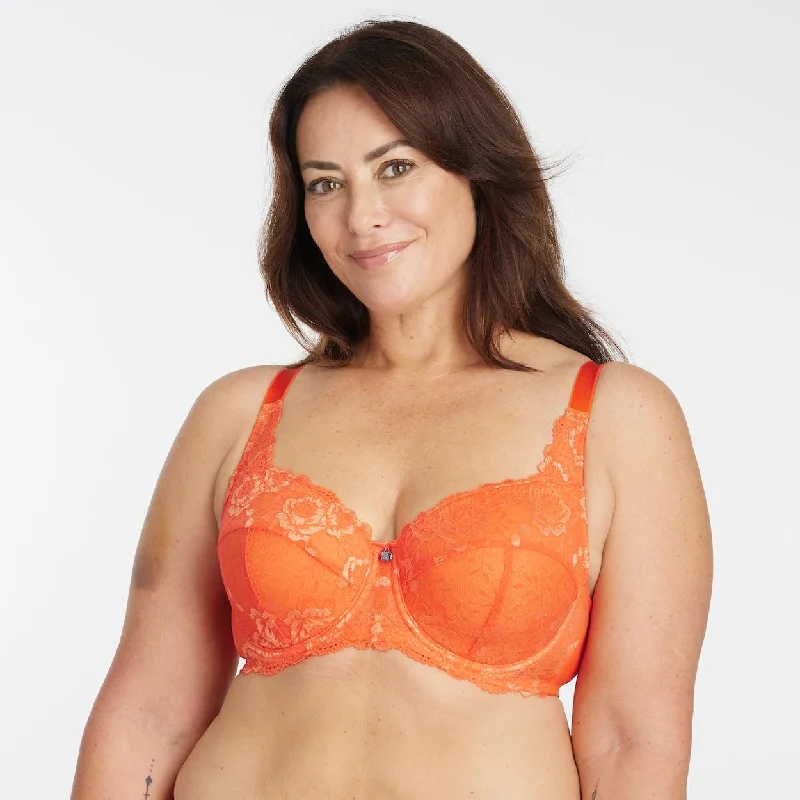 Bella Rosa Lace Padded Full Cup Bra - Salsa