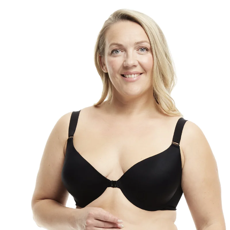 Plus Size Underwire Bra Front Closure Back Smoothing Seamless Cups