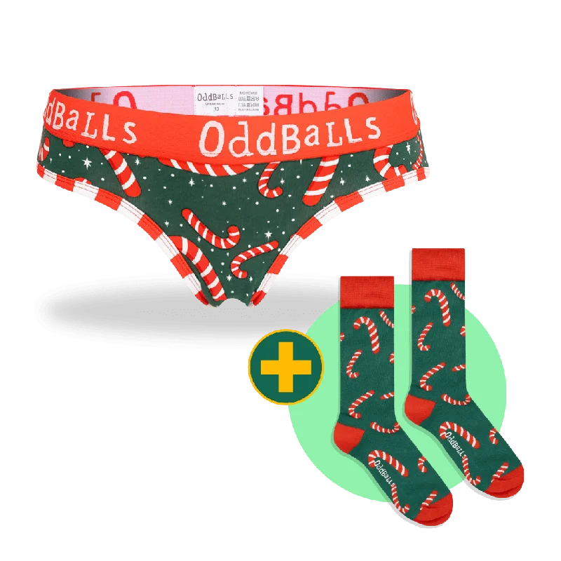 Candy Canes Bundle - Ladies Brief + Socks Bundle