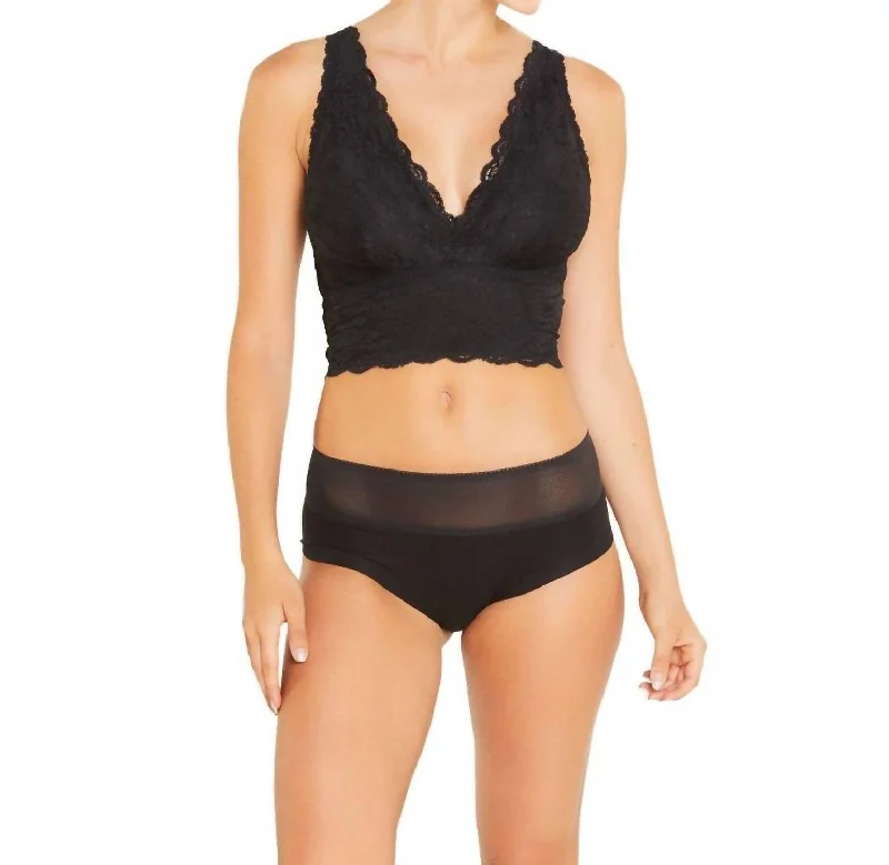 Never Say Never Curvy Plungie Longline Soft Bralette In Black