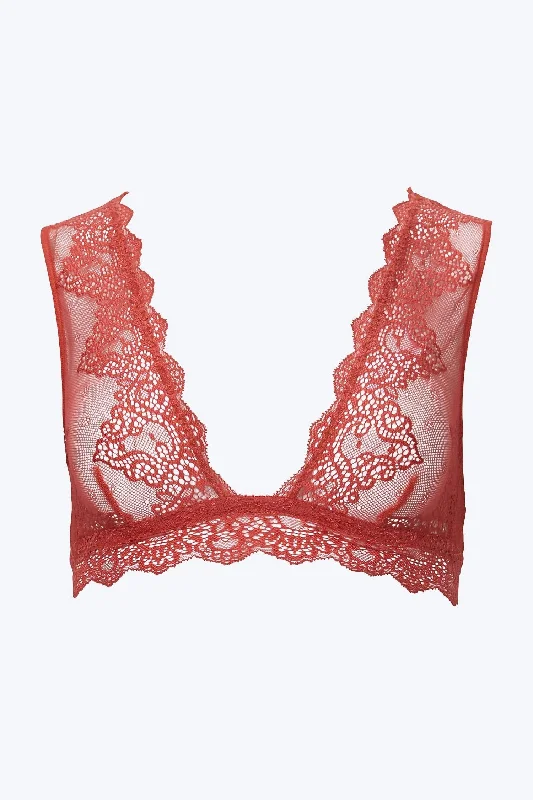 So Fine Lace Tank Bralette In Guava