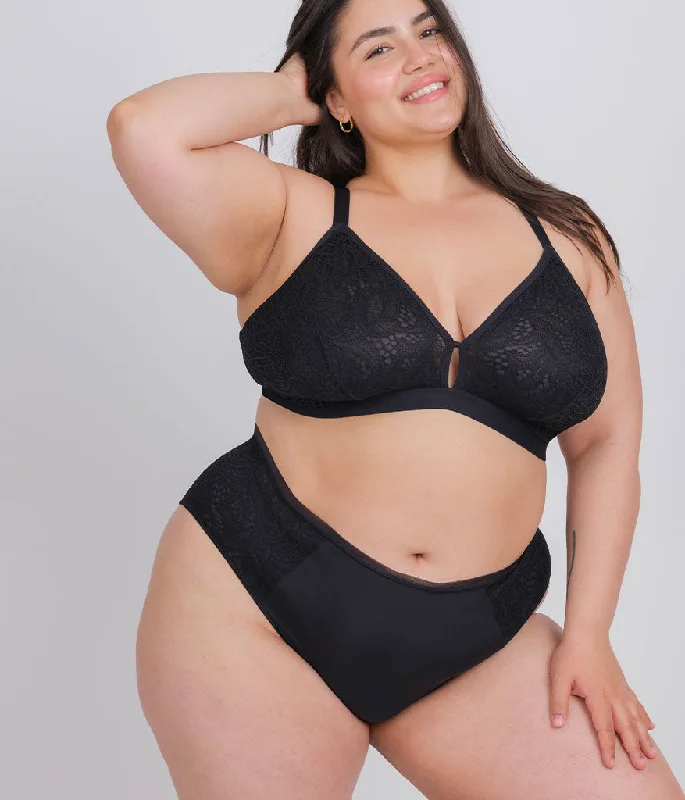 The Palm Lace Busty Bralette: Jet Black