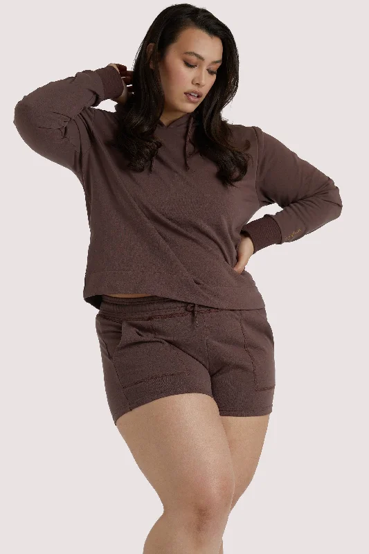 Brown Curve Hooded Top