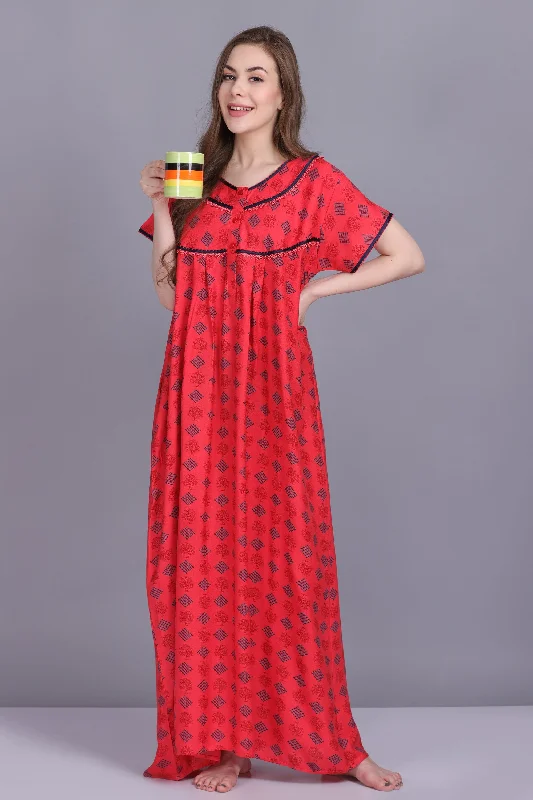 Printed Adorable Alpine Ladies/Women Night Gown with Pocket