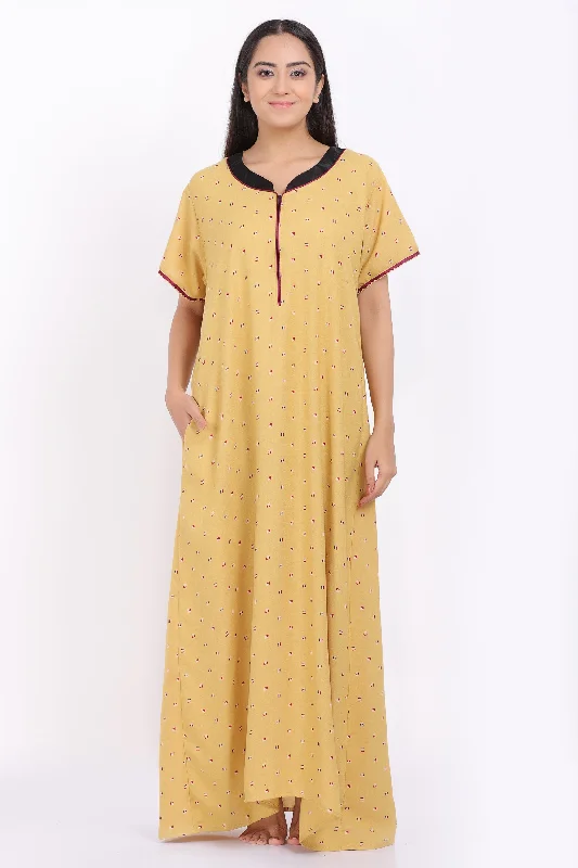 Beautiful Ladies Alpine Collar Night Gown with Pocket