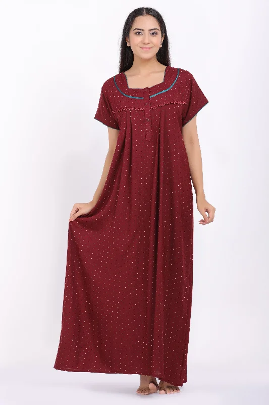 Small Multicolor Polka Dot Print Lady's Alpine Night Gown