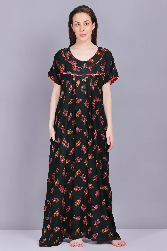 Beautiful Floral Print Women Alpine All Season Night Gown/ Nighty