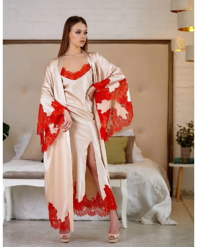 Audra Silk Robe and Nightgown Set