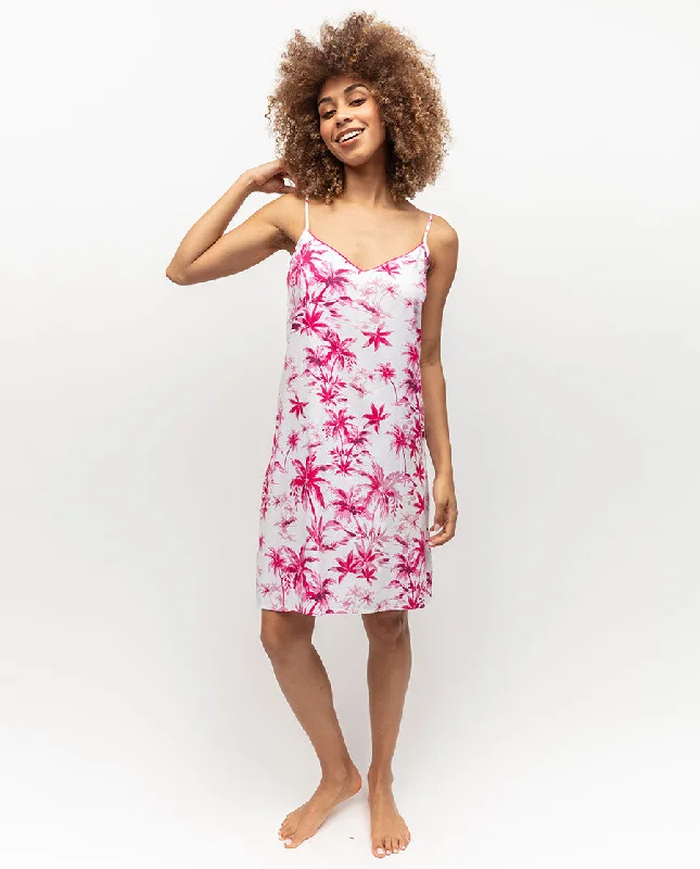 Hailey White Palm Print Short Nightdress