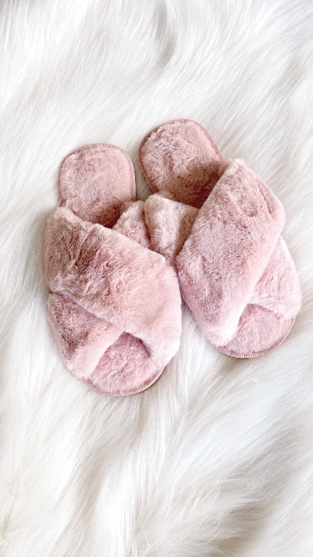 Jessica Fluffy Slippers - Light Pink