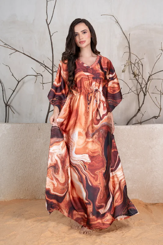 Printed Satin Kaftan