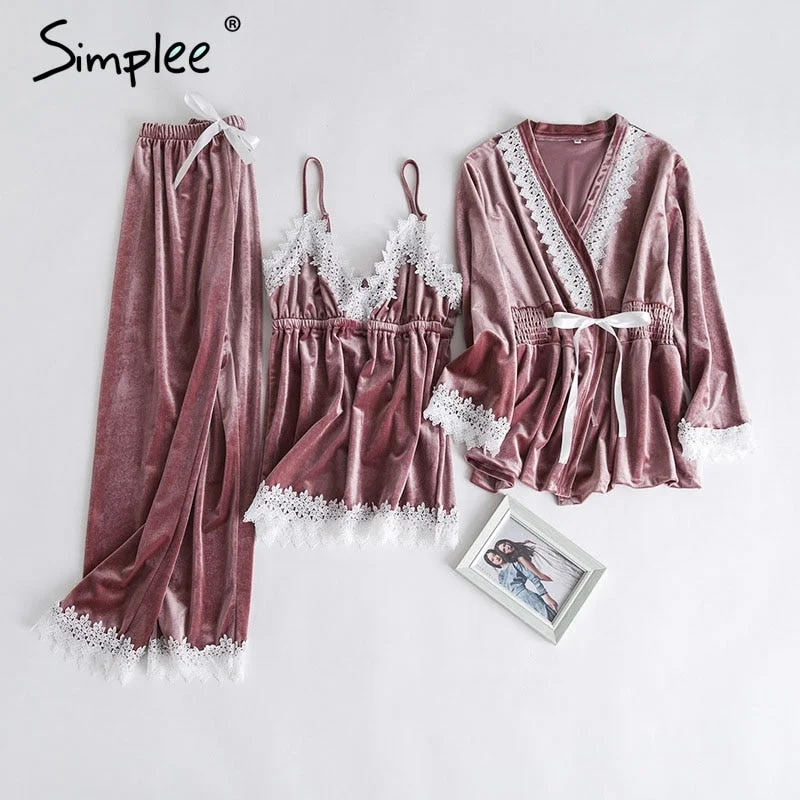 velvet two piece pajamas set