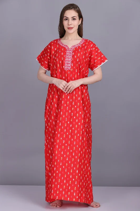 Women's Cotton Printed Maxi Nightgown